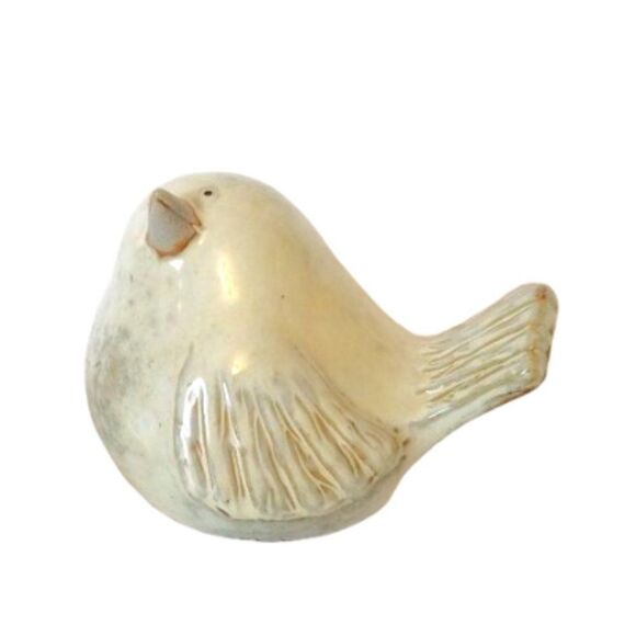 Whimsical Decorative Large Neutral Glazed Ceramic Bird Fairycore - Picture 1 of 6
